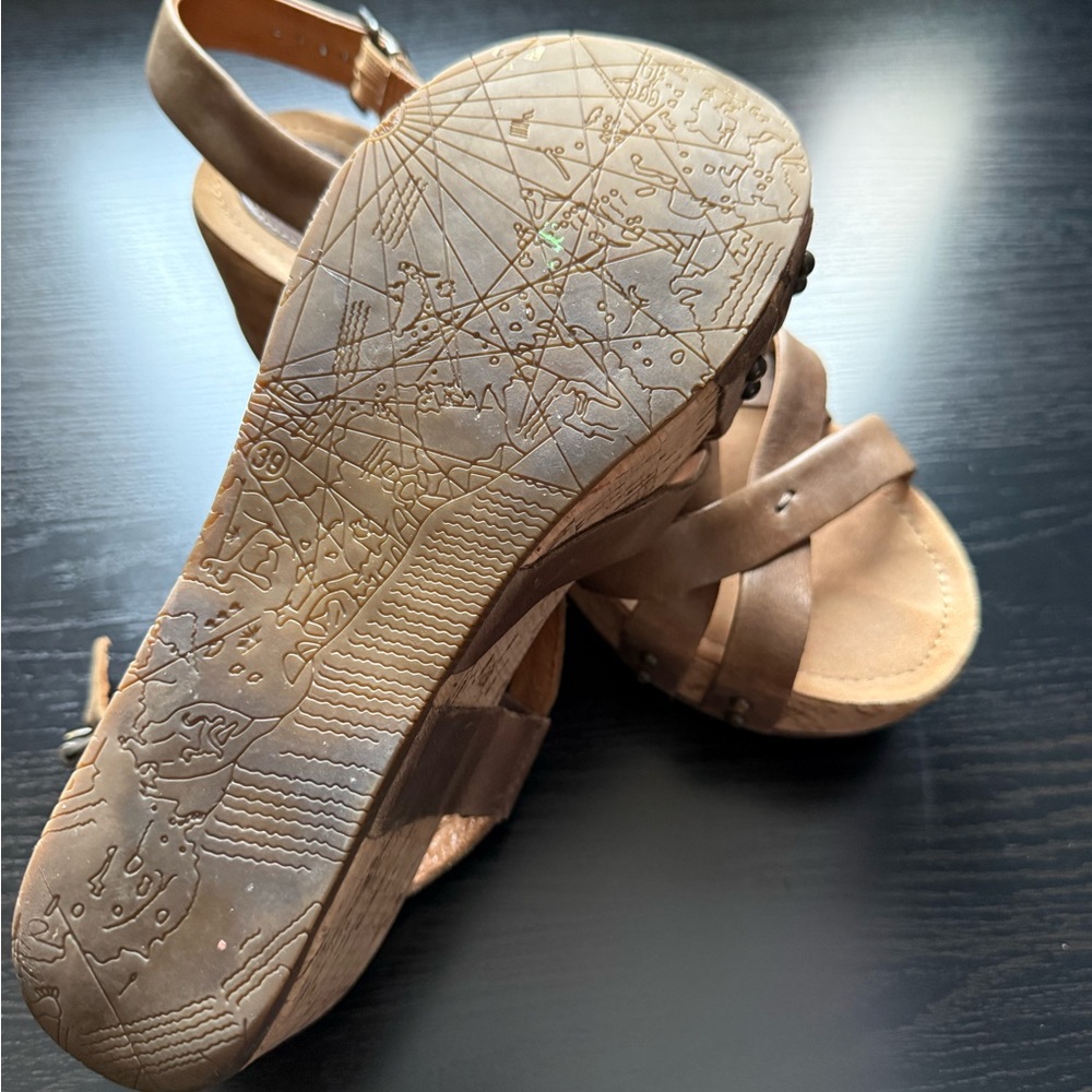Bussola Tan Leather Cork Wedge Sandals | Size 7 | Like New - Picture 4 of 7